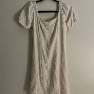 beige cut out a line dress